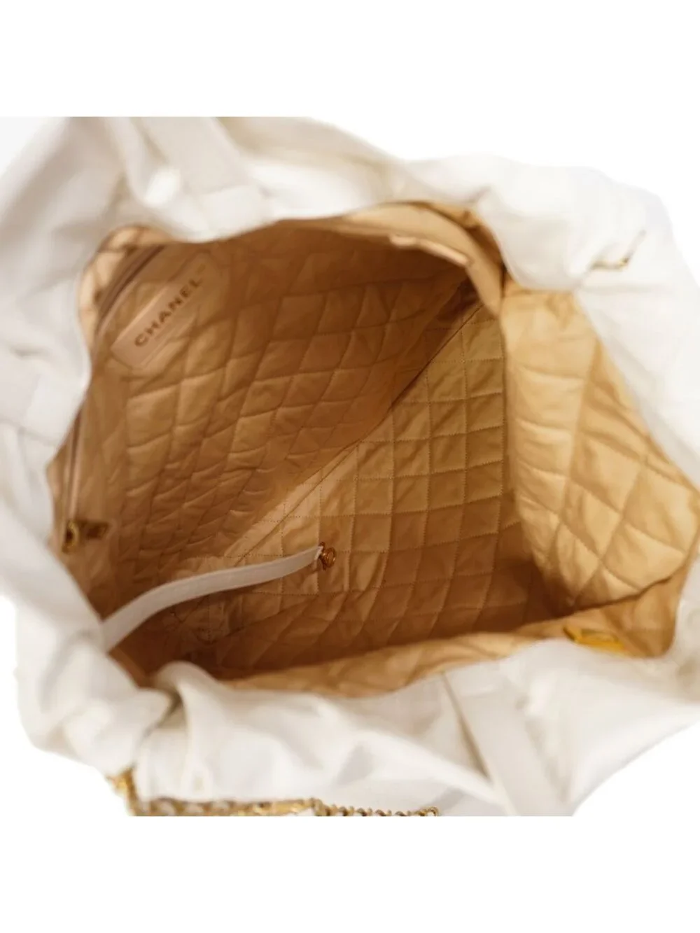 Chanel Backpack 22 Calfskin White Gold